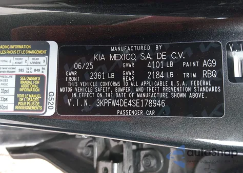 2025 Kia K4 Gt-Line z USA, uszkodzony, nr VIN 3KPFW4DE4SE178946